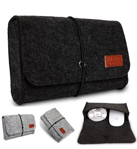  Brand BUBM Digital Storage Bag, Wool Felt  Bag Pouch For Macbook Laptop Adapt And Mouse Case, 4 Colors Free Drop Shipping. 