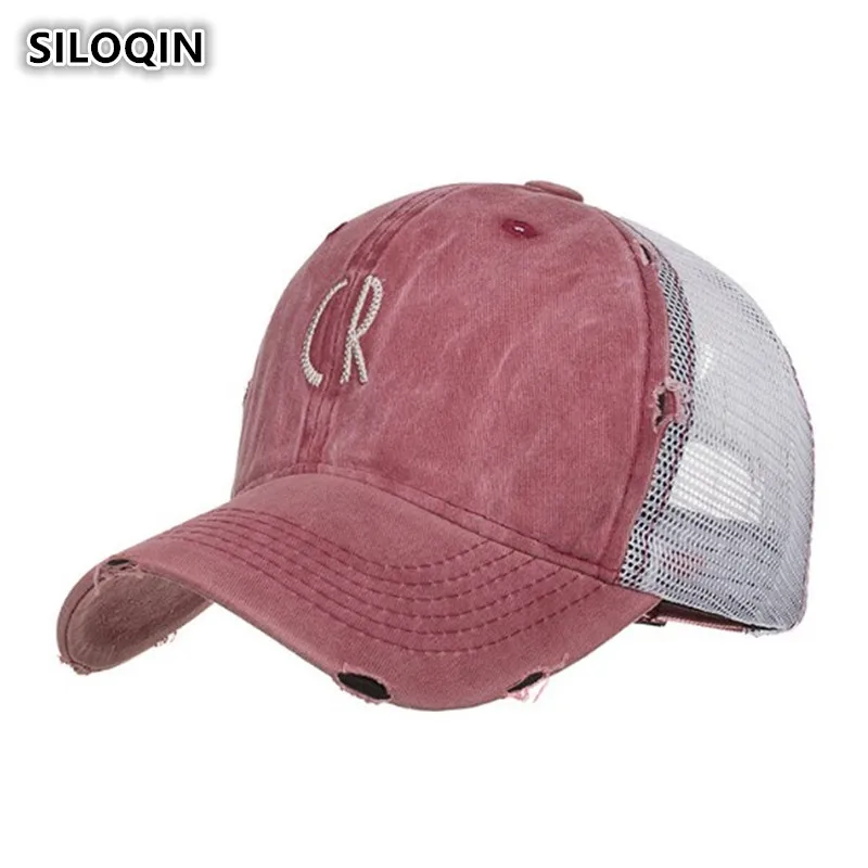 

SILOQIN Summer Embroidery Baseball Cap For Men Women Brand Gorras Breathable Mesh Caps Fitted Hat Snapback Hip Hop Hat Casquette