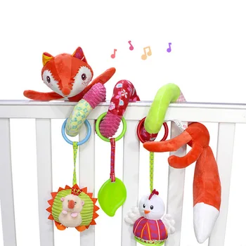 

Infant Crib Revolves Around Soft Plush Rattles Toy Movable Cartoon Animal Fox 0-3 Years Baby Bed Stroller Hanging Toys Gifts