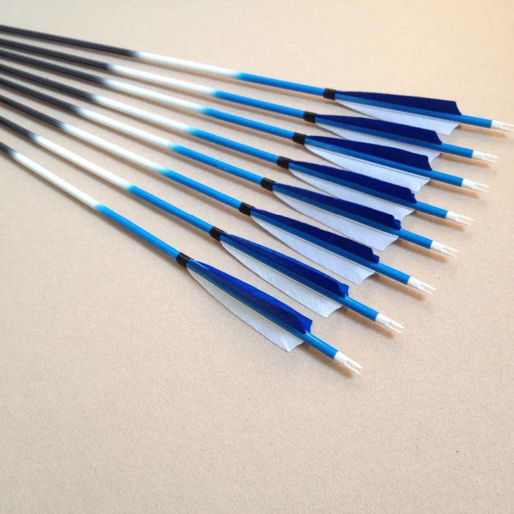 

12Pcs 32'' Handmade Carbon Arrows with Real Feather Fletch Carbon Arrows with Changeable arrowhead for Hunting& Archery Shooting