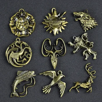 Movie Game of Thrones Iron Throne King Seat Family Badge Key buckle Model NIGHT KING Jon Snow Cosplay Props Figure Collectible