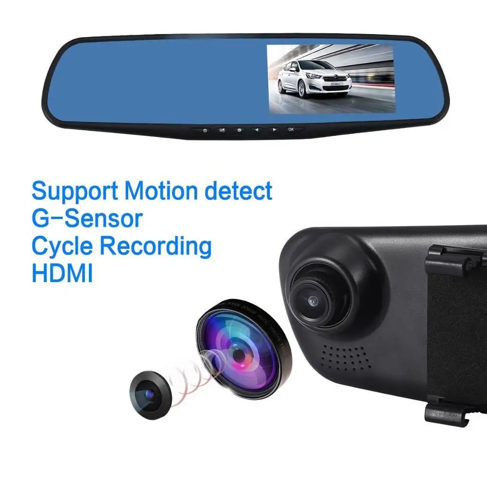 2.8 inch HD 1080P Dual Lens DVR Mirror Dash Cam Recorder with Car Rear View Camera DVRs Registrator Dashcam Camera Recorder