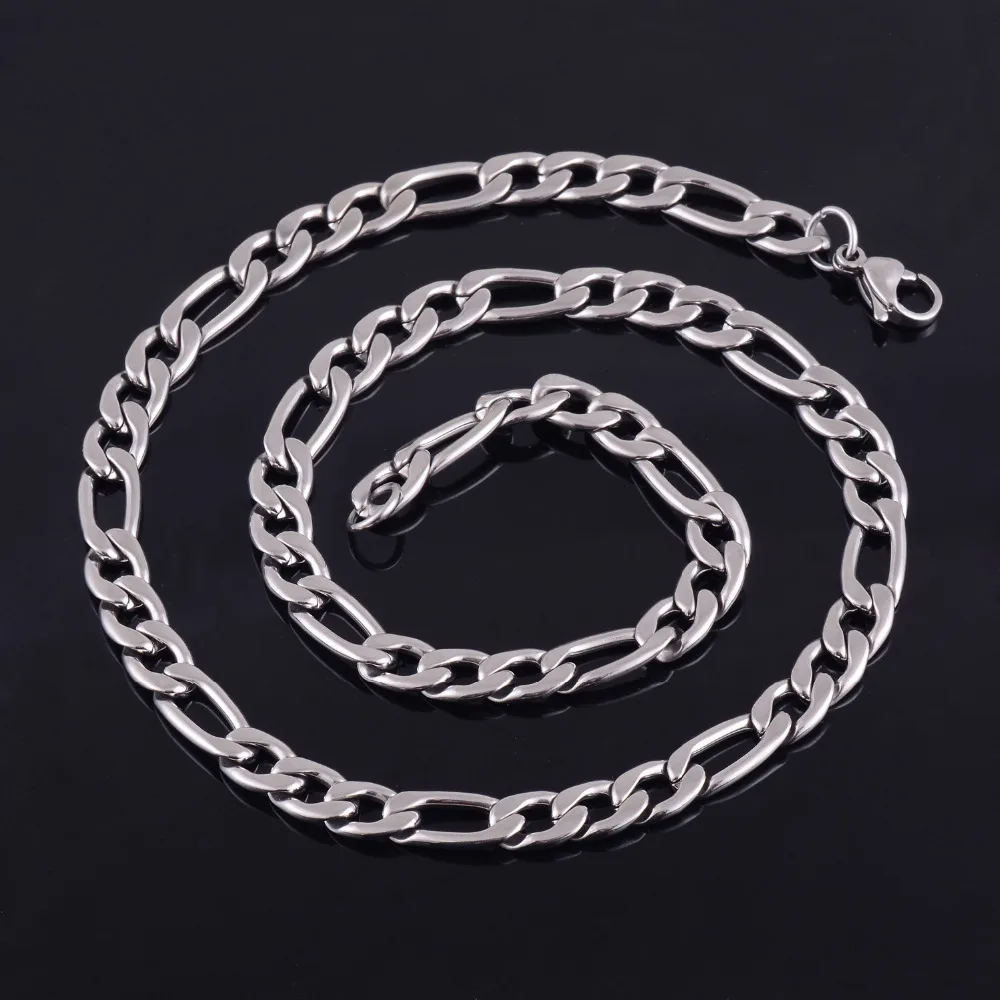 3-11.5mm Men's Stainless Steel Link Figaro Chain Necklace for Women Punk Boy Silver Color Choker Metal Jewelry Accessories Gift 3