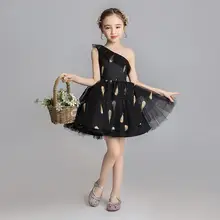 Новые детские для девочек сетчатый, с перьями платье-пачка платье принцессы Детские платья для девочек на день рождения пианино вечерние для маленьких девочек одежда для детей Vestidos, F155