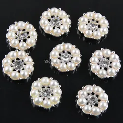 

2015 Rhinestone Pearl Buttons Embellishment Rhinestone Button Crystal Bouquet Jewelry hair dress shoes accessories 50pcs/lot