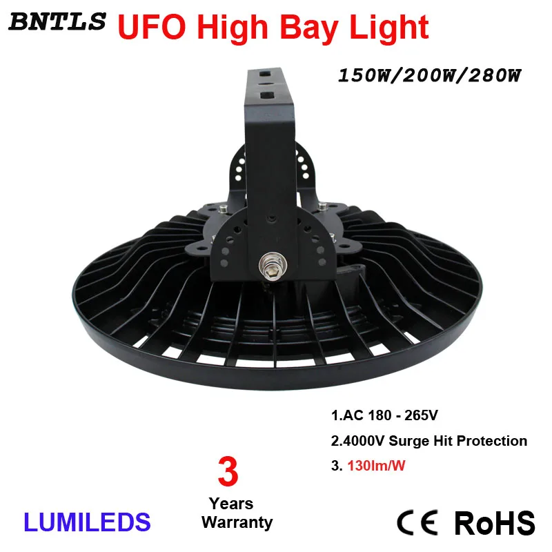 150 Вт светодиодный высокий bay НЛО коммерческого освещения, 19500LM, дневной белый 6000 К, AC 185-240 В 120 Угол луча, IP65 Водонепроницаемый