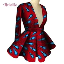 African Clothes for Women Long Sleeve High Waist Ankara Print Plus Size Lady Fashion Top African Dashiki Print Blouse WY4150
