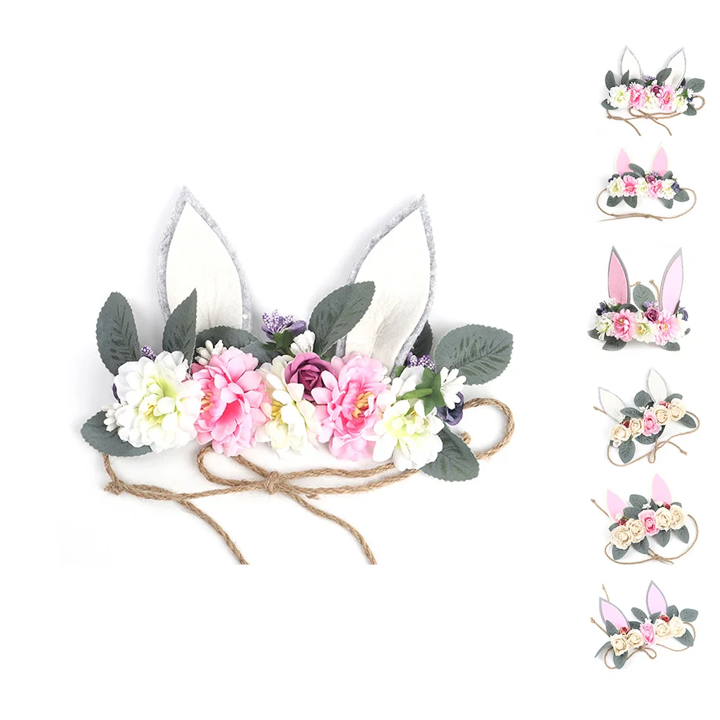 

Newborn Girls Baby Flower Headband Rose Flower Crown Wedding Party Bridesmaid Kids Hair Accessories Flower Garland Wreath