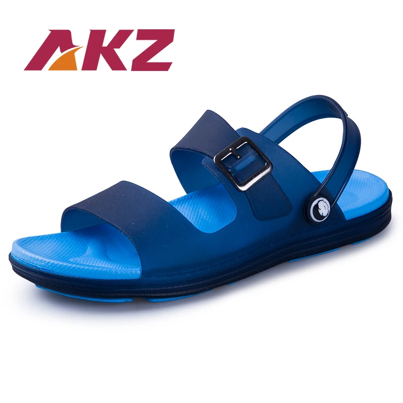 Мужские сандалии AKZ черные пляжные шлепанцы из искусственной кожи