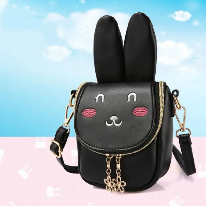 Children Girl Shoulder Crossbody Bag Zipper Cute Bunny Durable Package Pouch Gift New