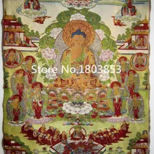 Изысканная ручная вышивка тибетских танка Будды шелковых картин, религиозный праздник, украшение подарок, 24*36 inch
