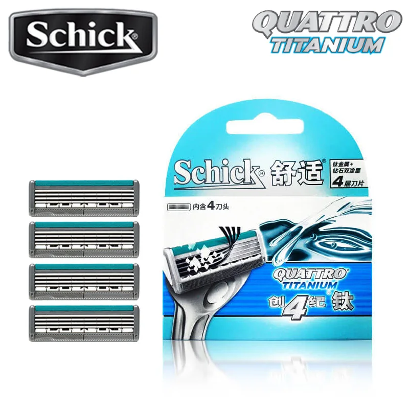 1 Бритва+ 5 лезвий набор Schick Quattro титановые Лезвия набор для всех бритв Quattro серии