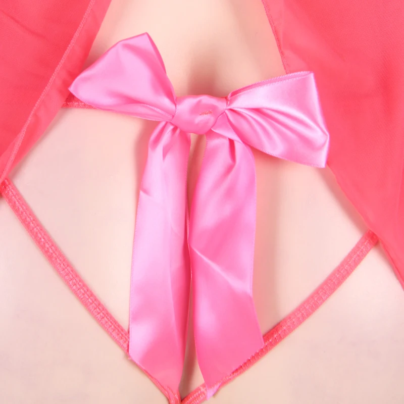 Pink Open Cup Lace Halter Sexy Lingerie Hot Costumes Plus Size Transparent Backless Bowknot Erotic Lingerie For Women Clothes Pink Open Cup Lace Halter Sexy Lingerie Hot Costumes Plus Size Transparent Backless Bowknot Erotic Lingerie For Women Clothes