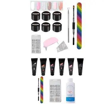 

1 set Nails Extension Gel Kits Nail Art French Nail Tip Crystal UV Gel Slice Nail Brush