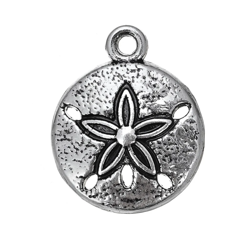

EUEAVAN 25pcs Metal Sand Dollar Marine Life Series Charm Ocean Pendants For Jewelry Making Fit Bracelets Necklaces Key Chain