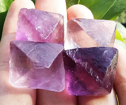 

4pcs Rare octagonal fluorite crystal gem stone original specimen 48g