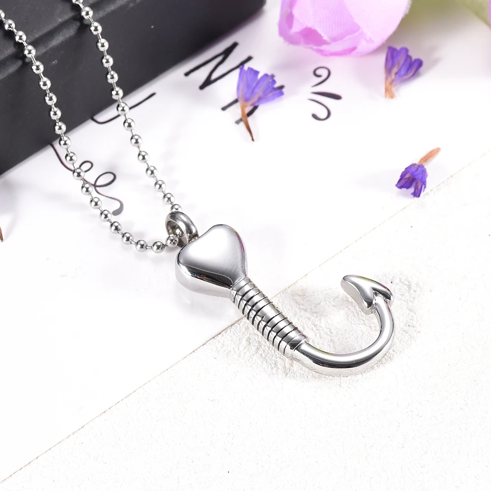 CMJ9779 Elegant Fish Hook Memorial Jewlery for Ashes Stainless Steel