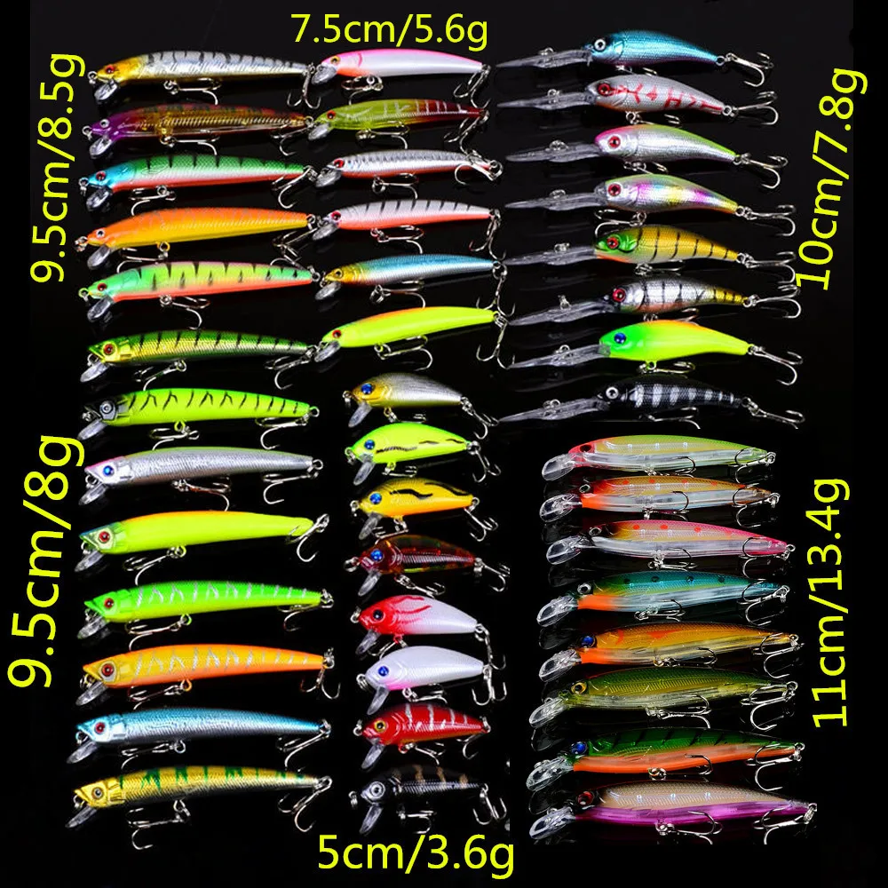New Mixed 43Pcs Colorful Fishing Lures Lifelike Multijointed Fishing