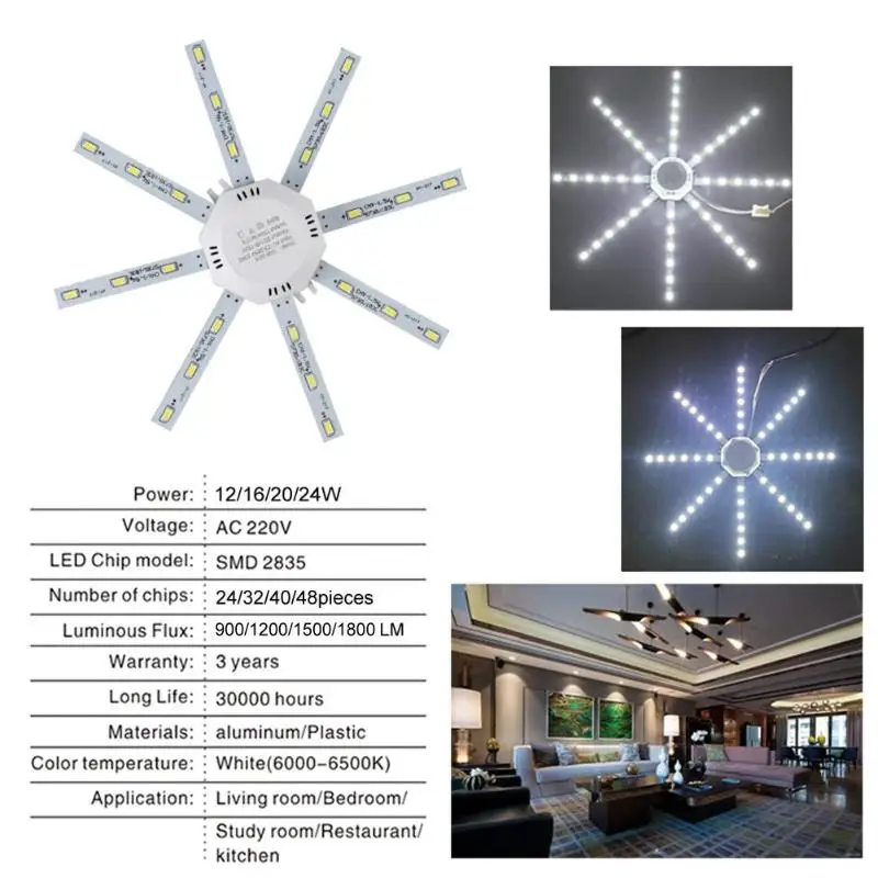 

220V 56LED Ceiling Panel Light 12/16/20/24W 500LM Octopus Shaped Indoor Bedroom Home Ceiling Panel Night Light Module Lamp Board