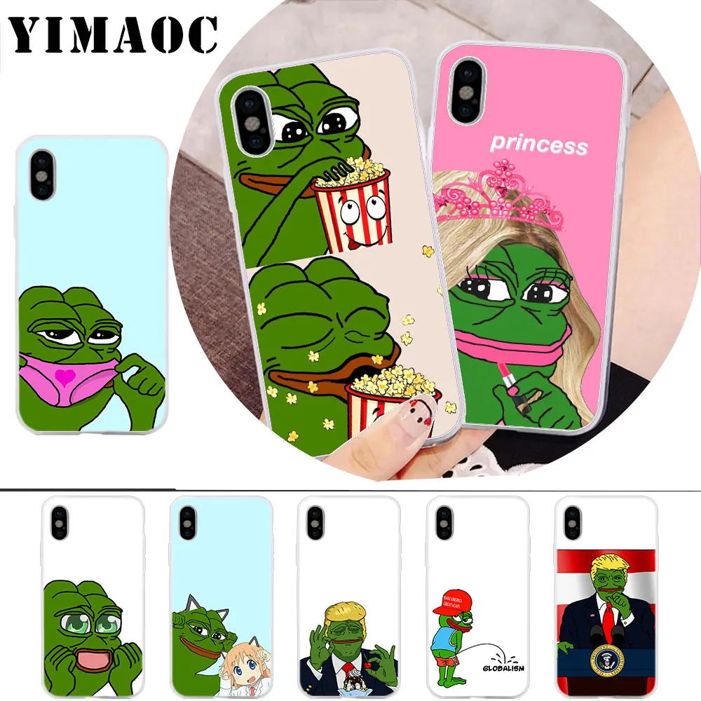 

YIMAOC Meme Smug Frog Pepe Soft Silicone Case for iPhone X r s Xr Xs Max 8 7 6S 6 Plus 5 5s SE