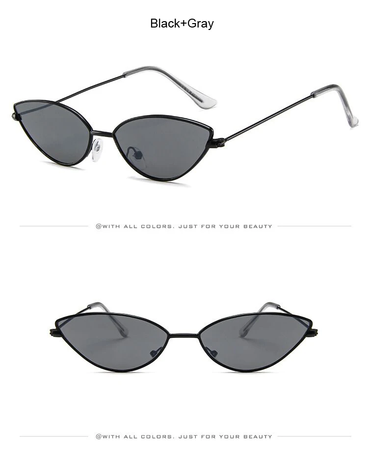 Классические солнцезащитные очки "кошачий глаз" из сплава, женские брендовые дизайнерские солнцезащитные очки с небольшой оправой, женские винтажные металлические солнцезащитные очки Oculos Feminino