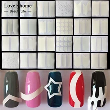 Оптовая 24 шт. Ногти Наклейка Советы Французский Маникюр Nail Art Наклейки Форма Fringe Гиды DIY Sencil Стилизация Красоты Инструменты