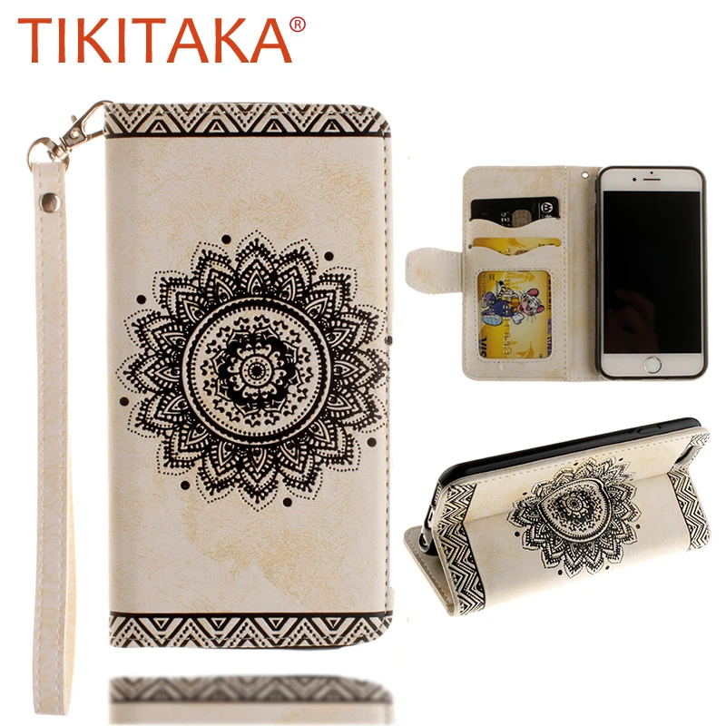 

Retro Leather Wallet Phone Cases For Iphone 6 6s 7 Plus SE 5 5s Cover Vintage Paisley Flower Mandala Henna Floral Flip Stand Hot