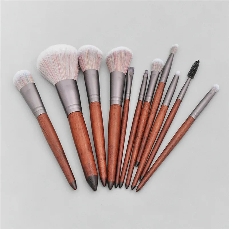 

11Pcs Makeup Brush Set Cosmetic Tool Powder Cheek Eyeshadow Eyeliner Brow Wool fiber hair Wooden handle makeup brushes