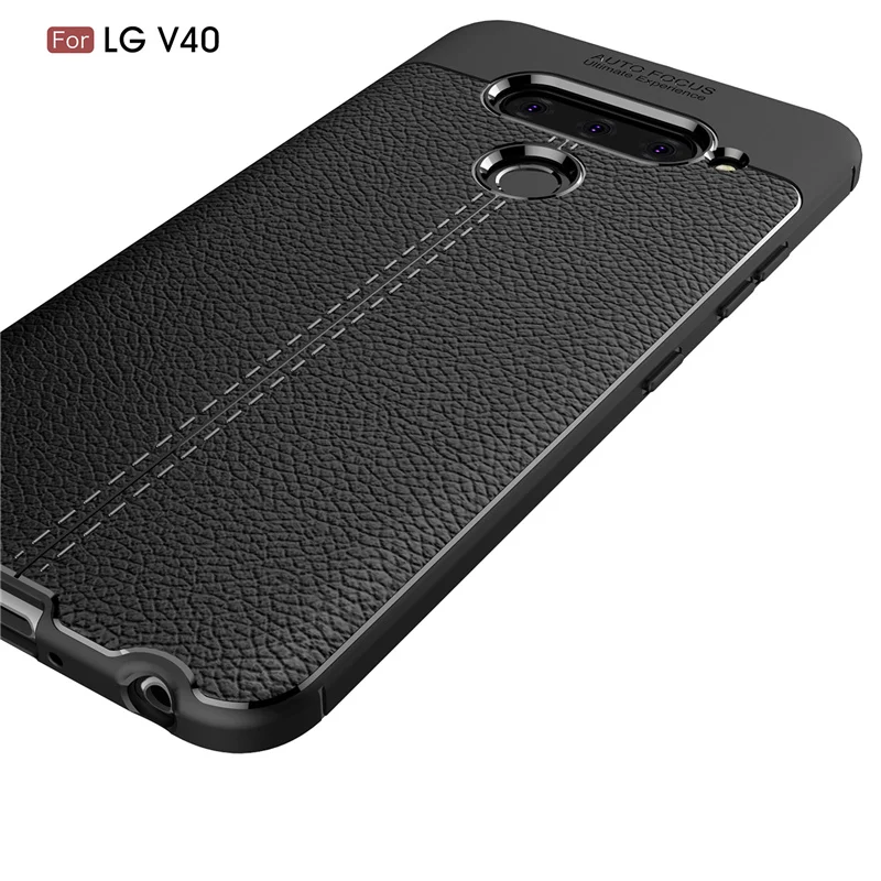 For Capa LG V40 Thinq Case Silicone Litchi PU Leather (4)