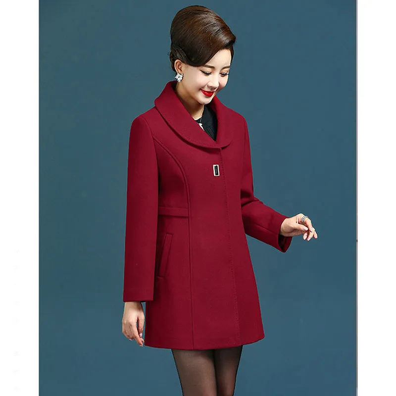 Slim Bleu marine rouge Kaki Tempérament Manteau Fourrure Qualité 2018 Mode D'hiver Vestes Long De Laine Col Veste Femmes pourpre Nw941 Haute xpzHRqxU