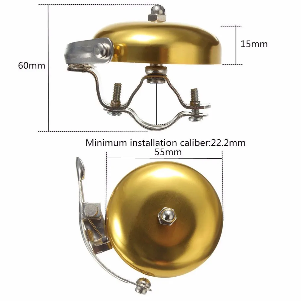 Золотого и серебряного цвета велосипедный Звонок для руля Ретро циклический толчок велосипед Металл Белл кольцо Громкий звук в одно касание велосипедный клаксон сигнализации