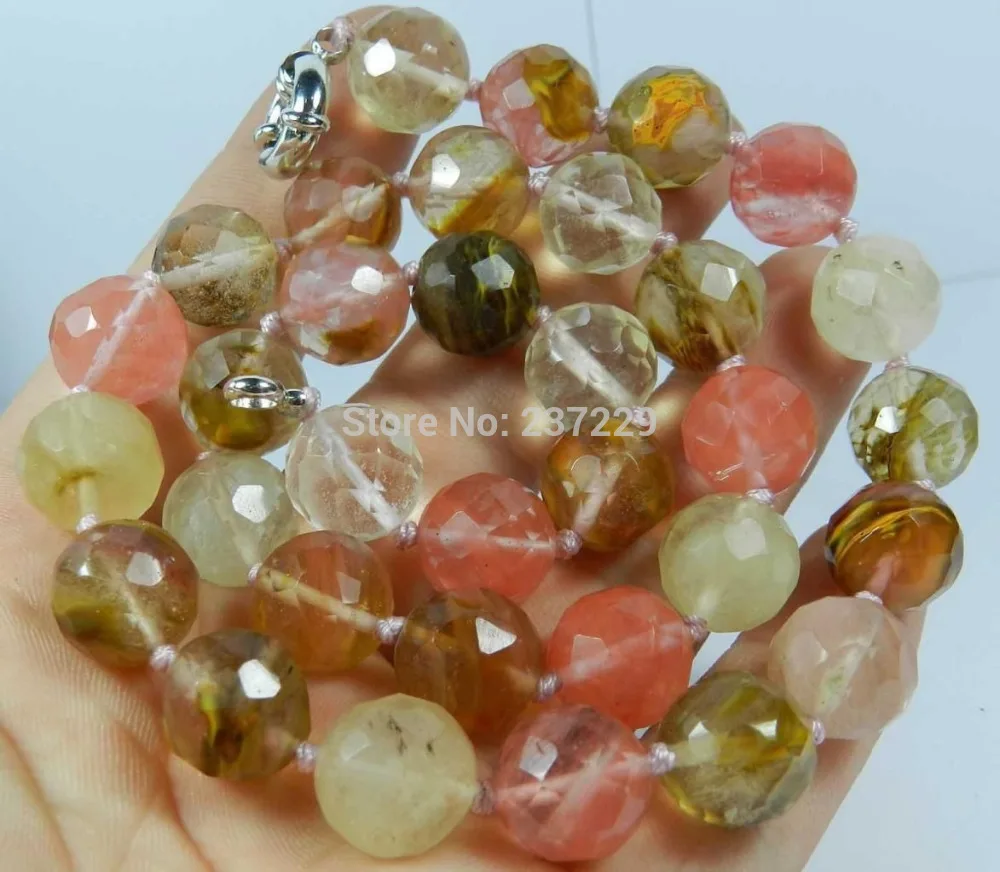 

DD Wholesale price FREE SHIPPING ^10mm Faceted Watermelon Tourmaline Necklace 18