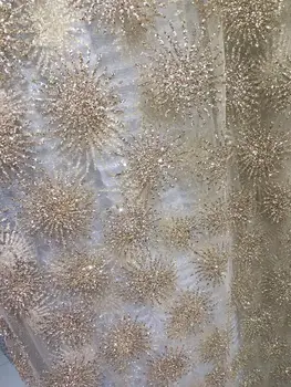 

Hot sale african glitter lace fabric J-43048 popular french net lace with glued glitter for fashion dress
