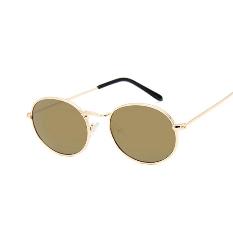 Роскошные ретро маленькие металлические рамки стимпанк Солнцезащитные очки для мужчин и женщин винтажные Овальные Солнцезащитные очки винтажные зеркальные Oculos De Sol - Цвет линз: GoldGold