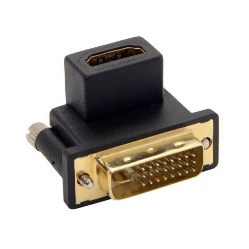 Поворотный адаптер 90 градусов вверх под углом DVI папа HDMI мама для компьютера HDTV и