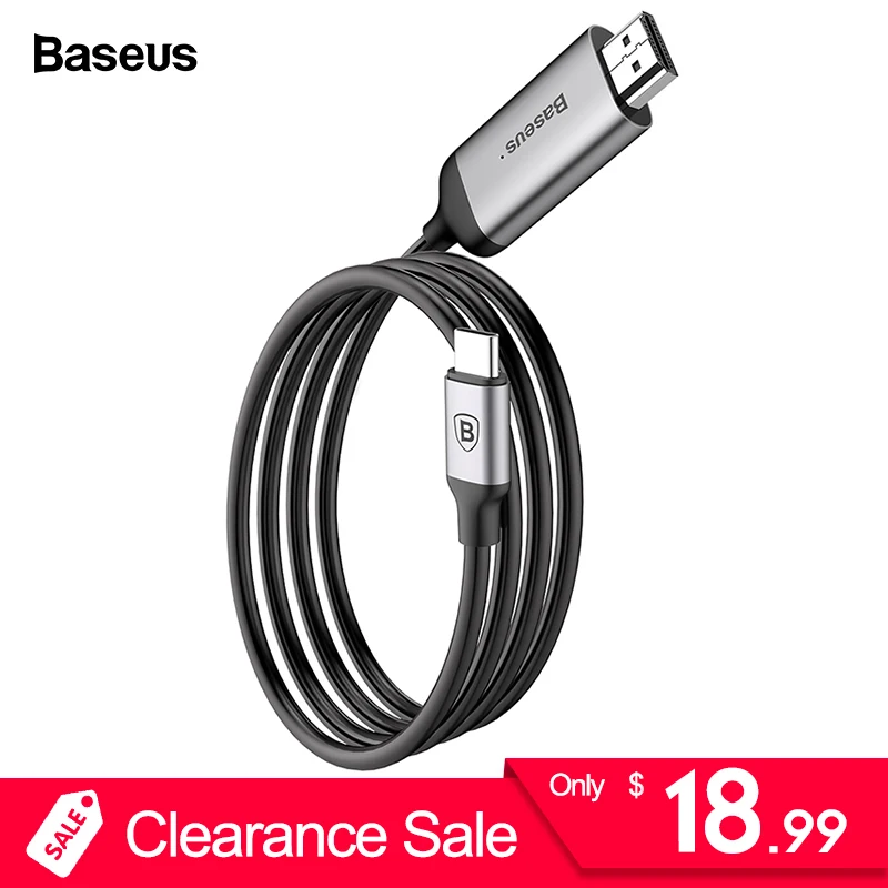 

Baseus USB C to HDMI Cable Type C to HDMI Video Adapter For Macbook Huawei Mate 20 Pro Samsung Galaxy S9 HDMI to USB-C Extender