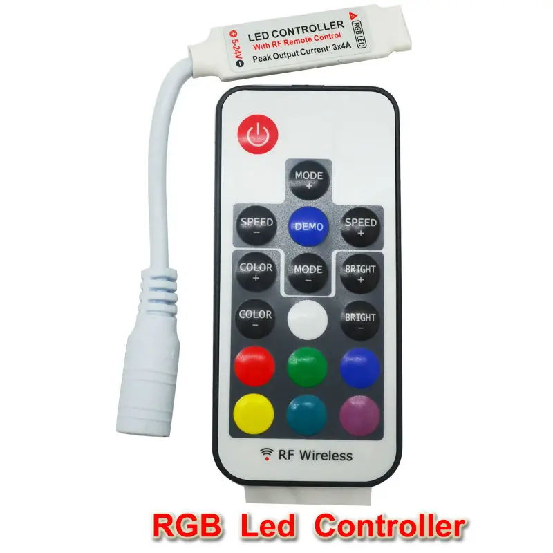 LED Панели управления RGB DC12-24V 17key rf Беспроводной пульт дистанционного управления для RGB Светодиодные ленты