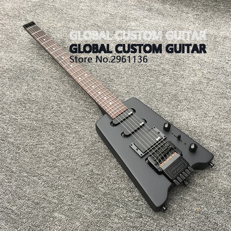 

New Headless Electric Guitar,Double roll electric guitar Finish the Black body , Black Hardware, Real photo show,Wholesale
