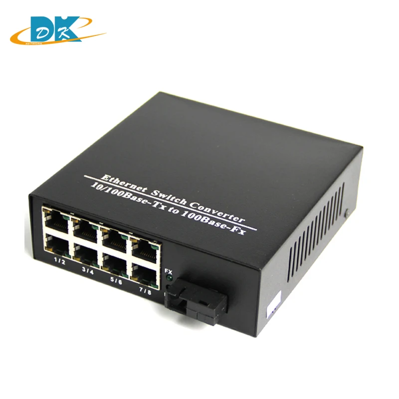 

HTB-3100AB Optical Fiber Ethernet Media Converter 100M 1 SC interface and 8 ports RJ45 port FTTH ethernet swltch converter