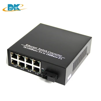 

HTB-3100AB Optical Fiber Ethernet Media Converter 100M 1 SC interface and 8 ports RJ45 port FTTH ethernet swltch converter