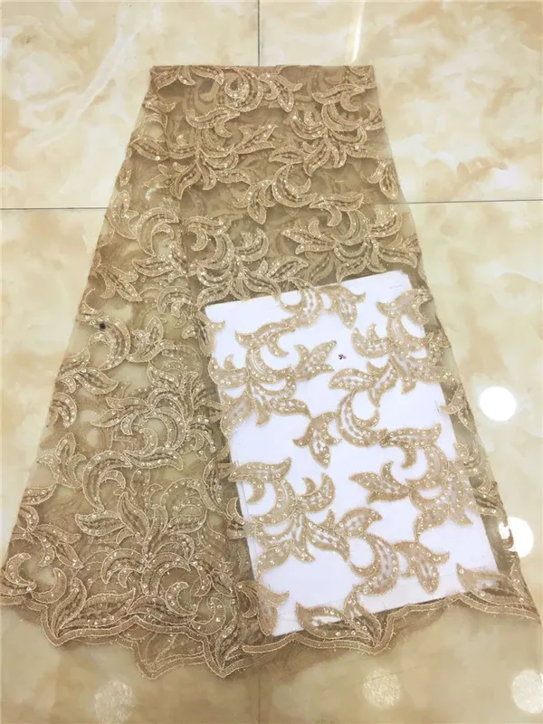 

New French Lace Fabric High Quality Nigeria velvet Tulle sequins African Net Mesh Women Dress peach gold Wine pink sky blue grey