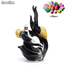 Бергамот курильница с обратным потоком курильница дзен ароматерапия печь водопад ладан держатель курильница домашний декор+ 20 шт Бесплатные конусы