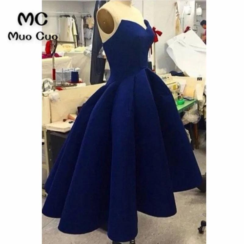 

2018 Navy Blue Hi Lo Gown Evening Dresses Prom Dresses Long Sweetheart Formal Evening Party Dress for Women Custom Made