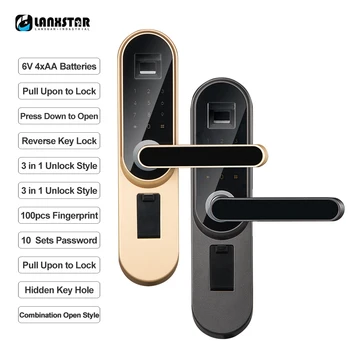 

LANXSTAR Home Smart Fingerprint Password Lock Door Interior Door Bedroom Wood Door Lock Office Room Lock Electronic Door Lock