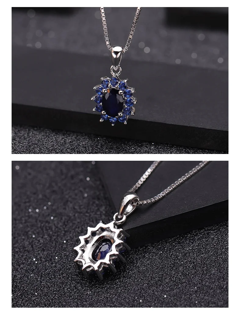 Жемчужное балетное классическое ожерелье 0.94Ct с натуральным синим сапфиром из натуральной 925 пробы Серебряное ожерелье для женщин ожерелье хорошее ювелирное изделие
