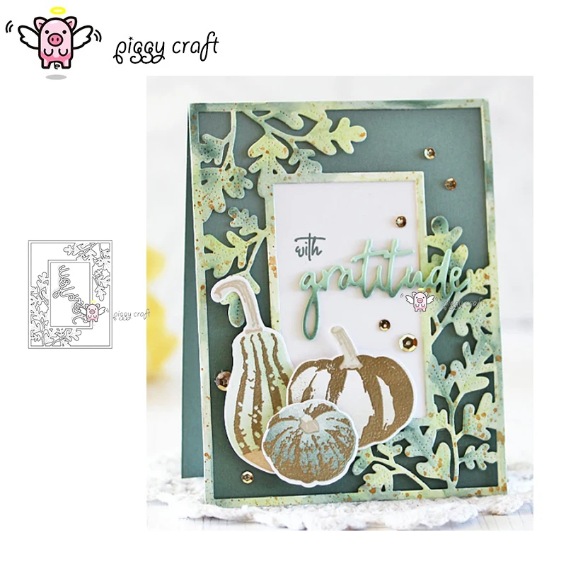 

Piggy Craft metal cutting dies cut die mold Rectangular leaf frame Scrapbook paper craft knife mould blade punch stencils die