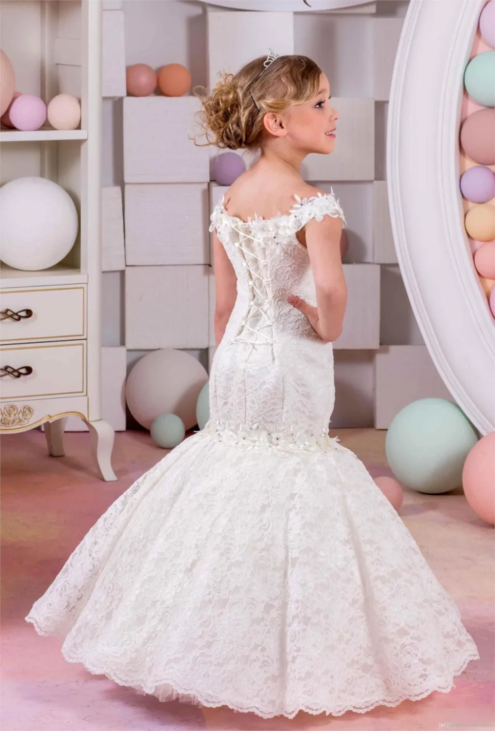 מוצר Mermaid Lace Flower Girl Dresses for Weddings 2017 ivory Kids