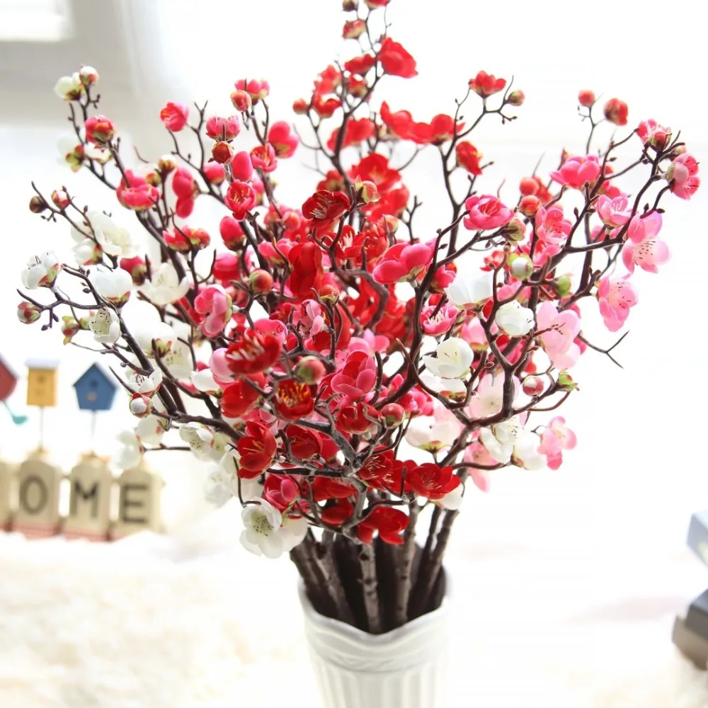 ZMOCEN 23.6 Inch Artificial Cherry Blossom Branches Flowers Silk Peach