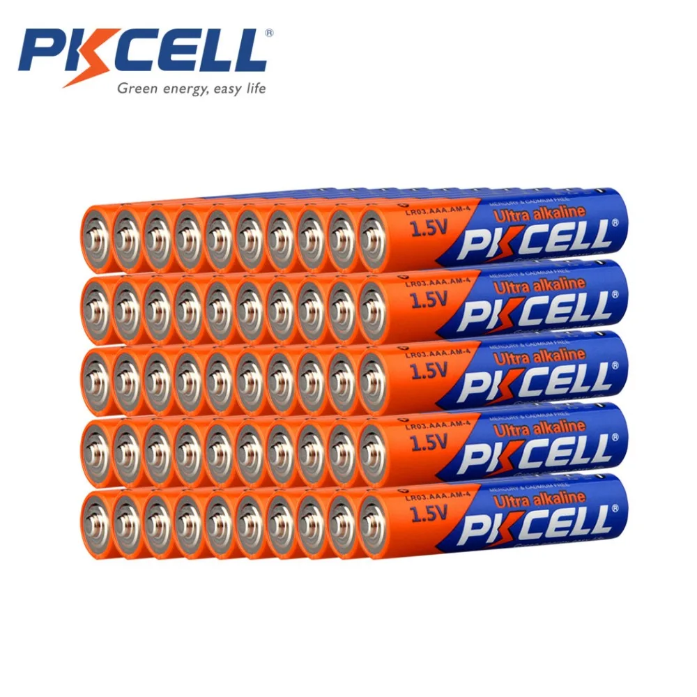 

50pcs PKCELL LR03 AAA Batteries 1.5V LR03 Alkaline Battery Dry Battery for MPS,Walkaman,Flashlight Toys
