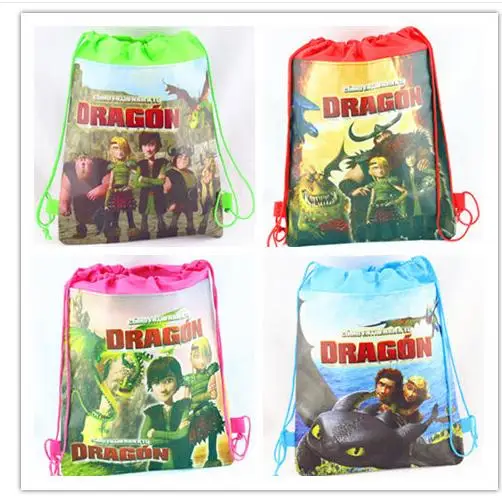 

12Pcs How to Train Your Dragon Cartoon Kids Drawstring Printed Backpack Beach Shopping School Traveling Shoulder Bags 34*27CM